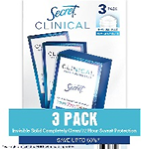 Secret Clinical Invisible Solid Antiperspirant and Deodorant, Completely Clean, 1.6 oz., 3 pk.