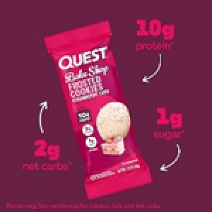 Quest Nutrition Frosted Cookies Twin Pack, Strawberry Cake, 1g Sugar, 10g Protein, 2g Net Carbs, Gluten Free,