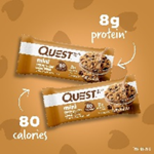 Quest Nutrition Mini Chocolate Chip Cookie Dough Protein Bars, 8g Protein, 1g Sugar, 2g Net Carbs, Gluten Free