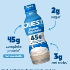 Quest Nutrition Vanilla Protein Shake, 45g Protein, 2g Sugar, 3g Net Carbs, Ready to Drink, Gluten Free